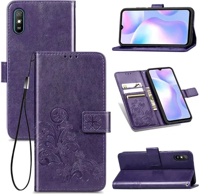 Productafbeelding van König Design hoesje, compatibel met Xiaomi Redmi 9A, kunstleren telefoonhoesje - telefoonhoesje, paars