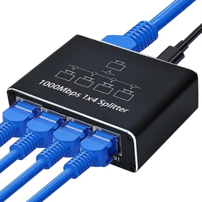 Produktbild von LAN Splitter 1 auf 4 Gigabit Ethernet Switch 4-Port Netzwerk Kabel Verteiler DHL
