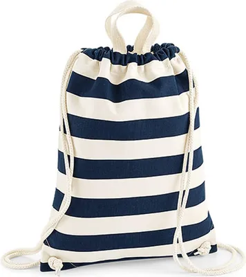 Produktbild von Westford Mill W686 | Gymnastik Beutel Nautical Gymsac - Farbe: Natural/Navy - Größe: 37 x 46 cm