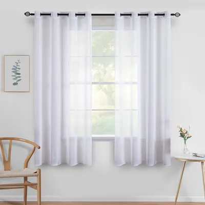 Ösengardinen 2er-Set weiß 140 x 122 cm Polyester