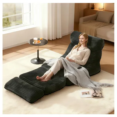 Produktbild von MODFU Modulares Design Loungesessel Schlafsofa mit Rückenlehne 2-in-1-Funktion Polstermöbel Flanelloptik Schwarz
