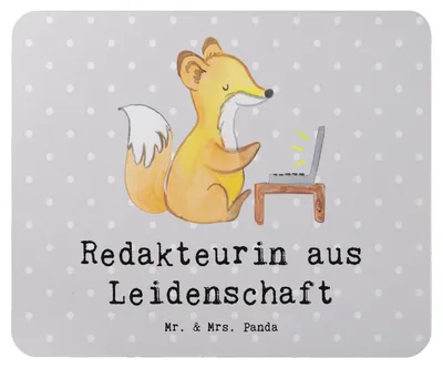 Produktbild von Mr. & Mrs. Panda Mouse Pad Redakteurin Leidenschaft - Grau Pastell - Geschenk, Spruch, mauspad pc, Mousepad, Korrespondent, gummi, mousematte, Online, Lustig, Beruf