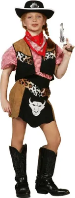 Produktbild von W3164-128 schwarz-braun Kinder Cowgirl Kostüm Rodeo Lady Gr.128
