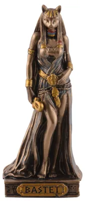Ägyptische Göttin Bastet Miniatur, Bronze, 9 cm, Antik-Stil