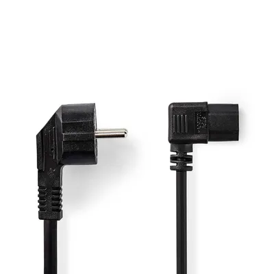 Zdjęcie produktu dla Kabel zasilający | Złącze zasilania męskie | IEC-320-C13 | Kątowy | Kątowy | Niklowane | 5,00 m | Okrągły | PCV | Czarny | Etykieta