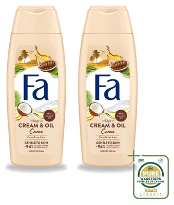 Imagen del producto de 2 unidades de crema y aceite para ducha con cacao, con manteca de cacao y aceite de coco, 250 ml - Paquete ahorro - 2 unidades
