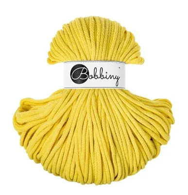 Produktbild von Bobbiny Premium Baumwollkordel glänzend 5 mm 100 m Handarbeitsmaterial Kanariengelb