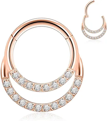 Imagen del producto de Piercing para el cartílago, modelo Daith y Tragus, acero quirúrgico 16G, aro pequeño, con circonita, para la nariz