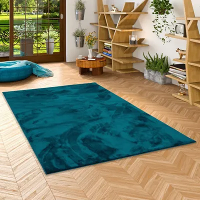Produktbild von Luxus Super Soft Hochflor Langflor Teppich Melia Petrol, Größe:160x230 cm