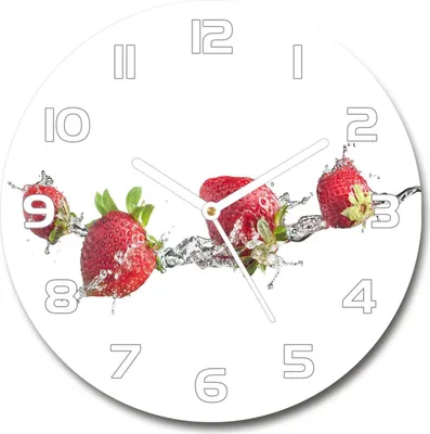 Produktbild von Wanduhr aus Glas 30fi Glasbild Glasuhr Gehärtetes Glas - weisse-zeiger - Strawberries and water