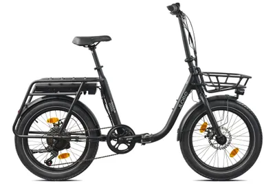 A black electric bicycle is shown against a white background.