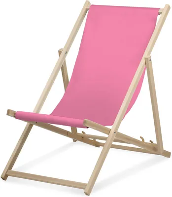 Produktbild von Liegestuhl - einfarbig - Rosa - klappbar - aus Buchenholz - bis 95kg belastbar - 3fach verstellbare Lehne - Strandliege