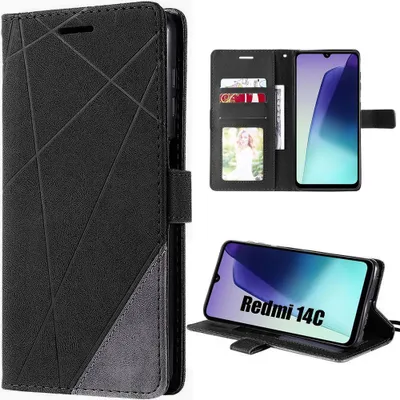 Image de Coque pour Xiaomi Redmi 14C - Effet Cuir Anti-Rayure Antichoc Protection 360° - Noir