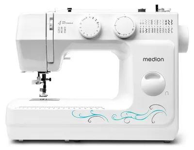 Produktbild von MEDION Freiarm-Nähmaschine MD 18205, 60 verschiedene Stichmuster, Knopfloch- und Einfädelautomatik, LED-Nählicht, umfangreiches Zubehör