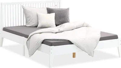 Image de Lit double en bois 140x200 blanc
