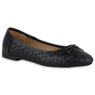 Produktbild von VAN HILL Damen Klassische Ballerinas Schleifen Schuhe 839990, Farbe: Schwarz, Größe: 38