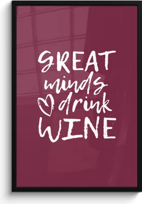 Produktbild von MuchoWow® MuchoWow® Gerahmtes Poster Weinzitat "Große Geister trinken Wein" mit lila Hintergrund 60x90 cm - Poster mit zchwarzem Bilderrahmen - Kunst