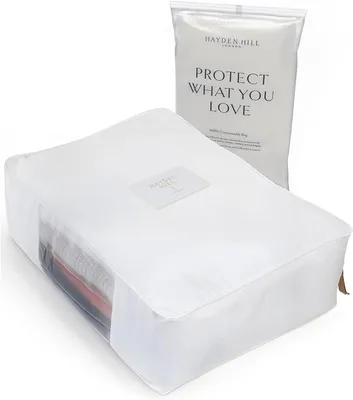 Productafbeelding van Luxe katoenen trui opbergtas - Past op 7 fijn gebreide truien - 45 cm - E biologische katoenen kasjmier kledingtas