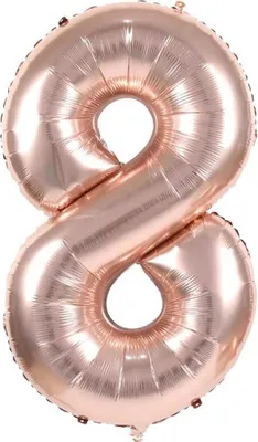 Obrázok produktu pre Fóliový balón číslo 8, cca 80 cm, ružovo zlatý, na plnenie vzduchom
