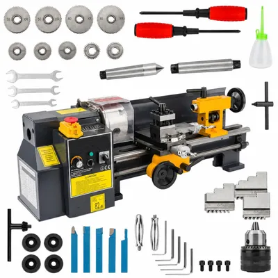 Produktbild von KRAFT&DELE | Hochleistungs-Mini-Drehmaschine, für Metall und Holz, 550 W, variable Geschwindigkeit, 2500 U/min, Drehmaschine für Metallbearbeitung,