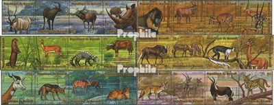 Produktbild von Briefmarken Burundi 1975 Mi 1173-1196 Viererstreifen (kompl.Ausg.) gestempelt Tierwelt Afrikas