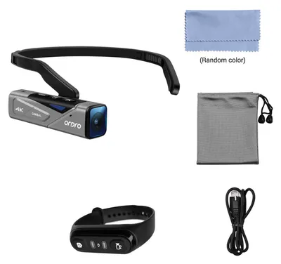 Obrázek produktu pro Videokamera na hlavu, 4K, 120 stupňů, autofokus, přenosný vloger s dálkovým ovládáním, šedá