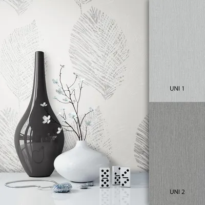 Produktbild von NEWROOM Tapete Grau Vliestapete Blätter - Floral Skandinavisch