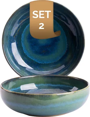 Produktbild von palmer Schüssel-Set aus Steingut Miami 500 ml, Spülmaschinen-, Ofen- & Mikrowellenfest, 2 x Design Bowl-Schüssel, Müslischale, Salatschale