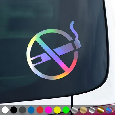 Produktbild von PantherPixel Rauchen Verboten Aufkleber Nichtraucher Rauchverbot Sticker Auto Geschenkidee Farbe Oilslick-Hologramm