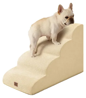 Gebogene Hundetreppe 50 cm, 4 Stufen, Schaumstoff, rutschfest