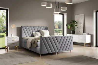 Obrázek produktu pro Kontinentální postel 200x220 ANAMARI PLUS - šedá + topper