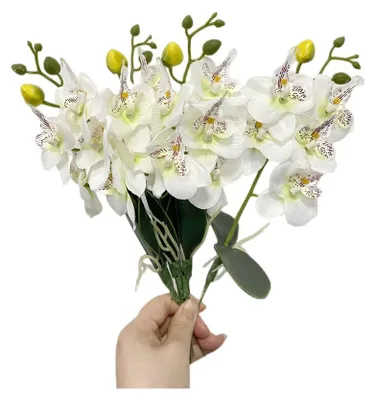Zdjęcie produktu dla 4 Bukiety sztucznych kwiatów - Miniaturowe orchidee idealne na wesele i do dekoracji domu