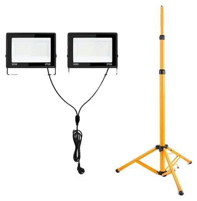 Obrázek produktu pro Pracovní světlo, vodotěsné (IP66), s nastavitelným stativem, 2x 50W lampa