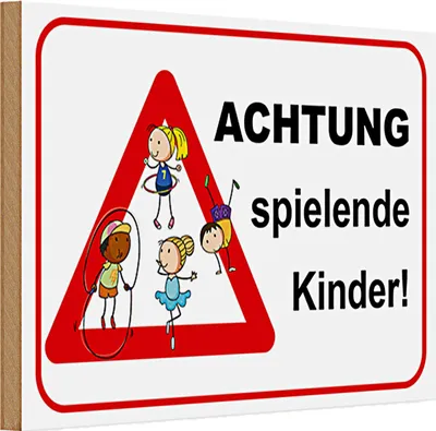 Produktbild von Holzschild Hinweis 30x20cm Achtung spielende Kinder