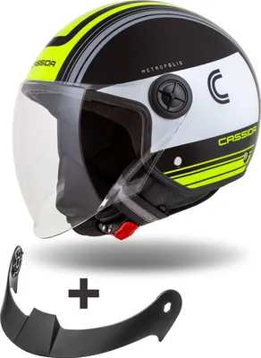 Zdjęcie produktu dla kask Handy Metropolis, CASSIDA (czarny/biały/żółty fluo/szary, rozmiar S)