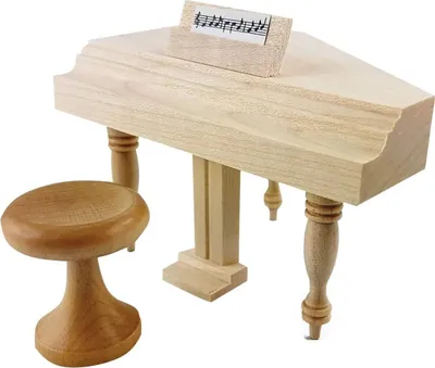 Produktbild von Klavier mit Hocker für Puppenhaus hell