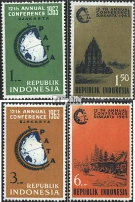 Produktbild von Briefmarken Indonesien 1963 Mi 384-387 (kompl.Ausg.) postfrisch Konferenz des Reisebüroverbandes