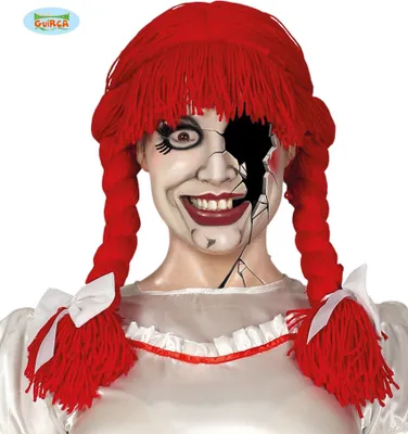 Produktbild von Halloween Zopf Magie Rotes Haar Kostüm Highlight Gruselnacht Auftritt Unheimliche Puppe Gruselfigur Faschingsparty Stilikone Schwarzer Humor Gruselspaß, Farbe: Rot