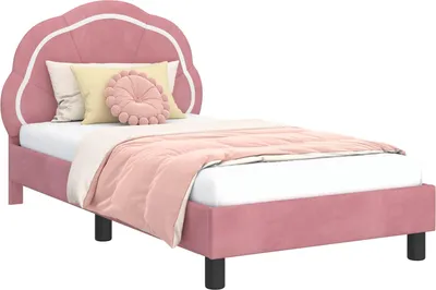 Obrázek produktu pro vidaXL Dětský rám postele s čelem růžový 80 x 160 cm sametový