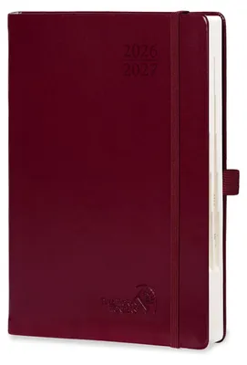 Tagesplaner 2026-2027, 21,5x14,5 cm, 1 Seite/Tag, Burgunderrot