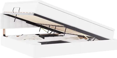 Image de Lit avec rangement et matelas Blanc pur 200 x 200 cm