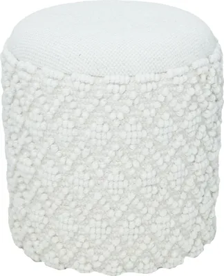 Produktbild von Wohnling Hocker Boho Wolle mit Stauraum Ø40xH45cm Weiß abnehmbare Sitzfläche 40x40x45 cm