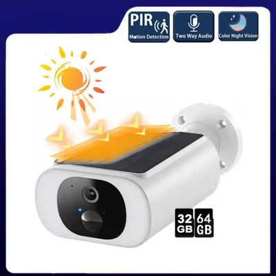 Obrázek produktu pro 2K HD dohledová kamera venkovní dobíjecí baterie se solárním panelem noční vidění, 2-cestný zvuk 32&64GB