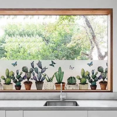 Productafbeelding van Famanu raamfolie voor privacy en decoratie - Statische hechting, UV-bescherming, verwijderbare folie, 44,5 x 200 cm
