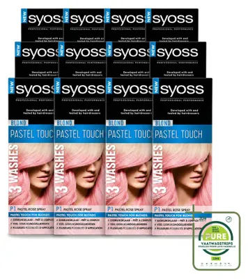 Productafbeelding van 12 x Syoss Color Blond Pastel Touch P1 haarverf spray, pastelroze - grootverpakking - 12 stuks