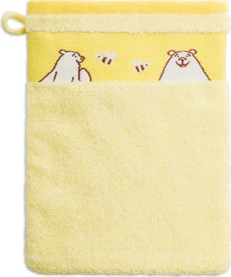 Produktbild von grace grand spa Waschlappen im 3er-Pack Kids mit niedlichen Tier-Motiven Gelb One Size
