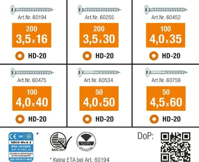Productafbeelding van HT-plus Assortiment 700, HECO-L-BOXX Mini, transparant, 700 schroeven