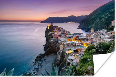 Produktbild von MuchoWow® Poster Blick auf beleuchtete Häuser und das Meer in Cinque Terre 60x40 cm - Schlafzimmerdekoration