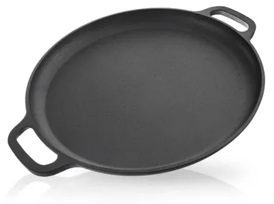 Image de Poêle en fonte - Poêle à frire - 35 x 42,5 cm - Convient aux plaques de cuisson à gaz et à induction - Noir - e LFGB