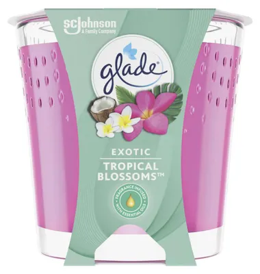 Zdjęcie produktu dla Glade, Świeca Egzotyczne kwiaty tropikalne, 129g (PRODUKT Z NIEMIEC)